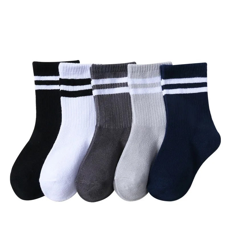 Pack of 5 Pairs of Striped Cotton Socks