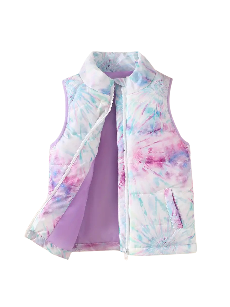 Colorful Tie-Dye Quilted Vest for Girls