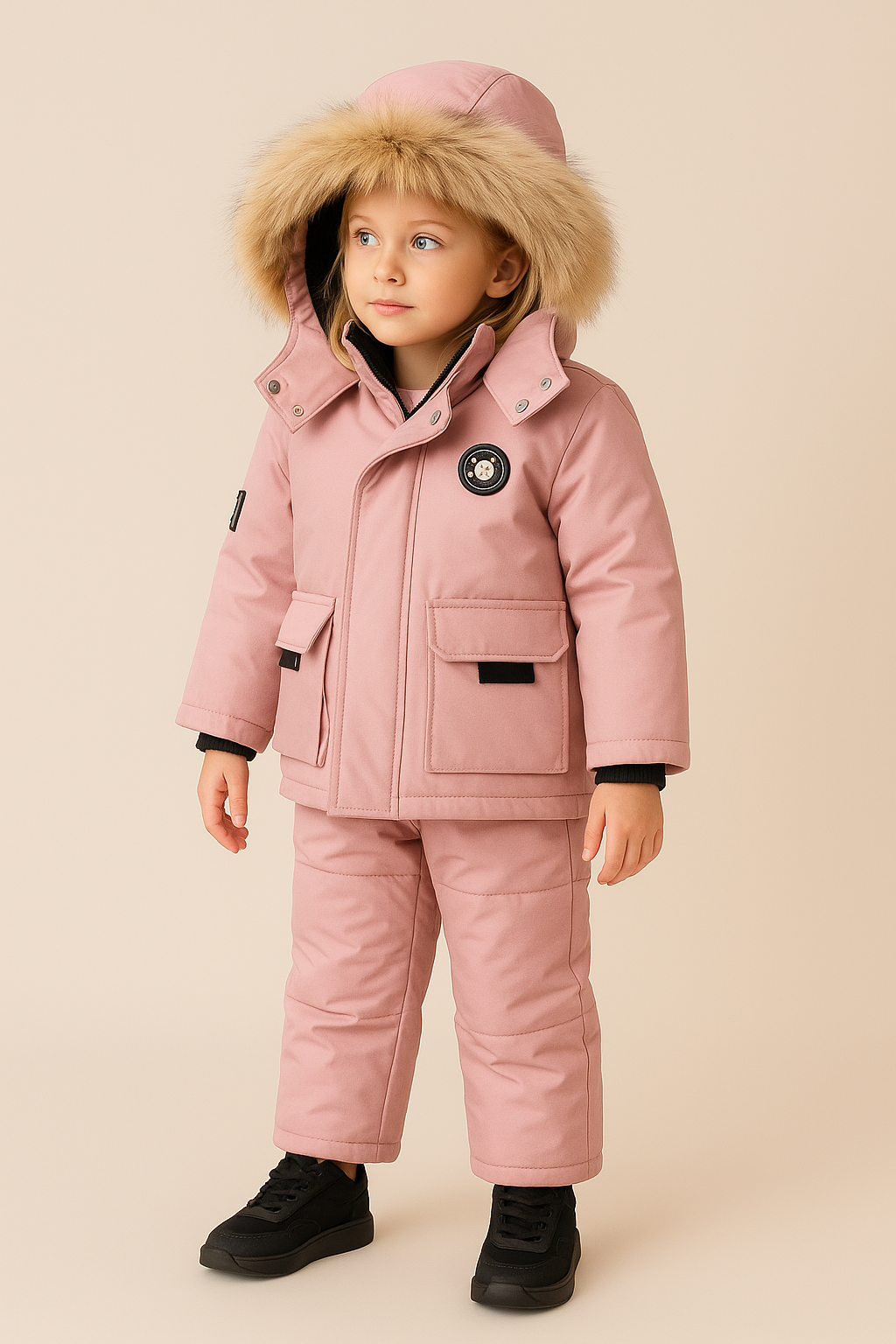 Kids Padded Waterproof Winter Set Pink