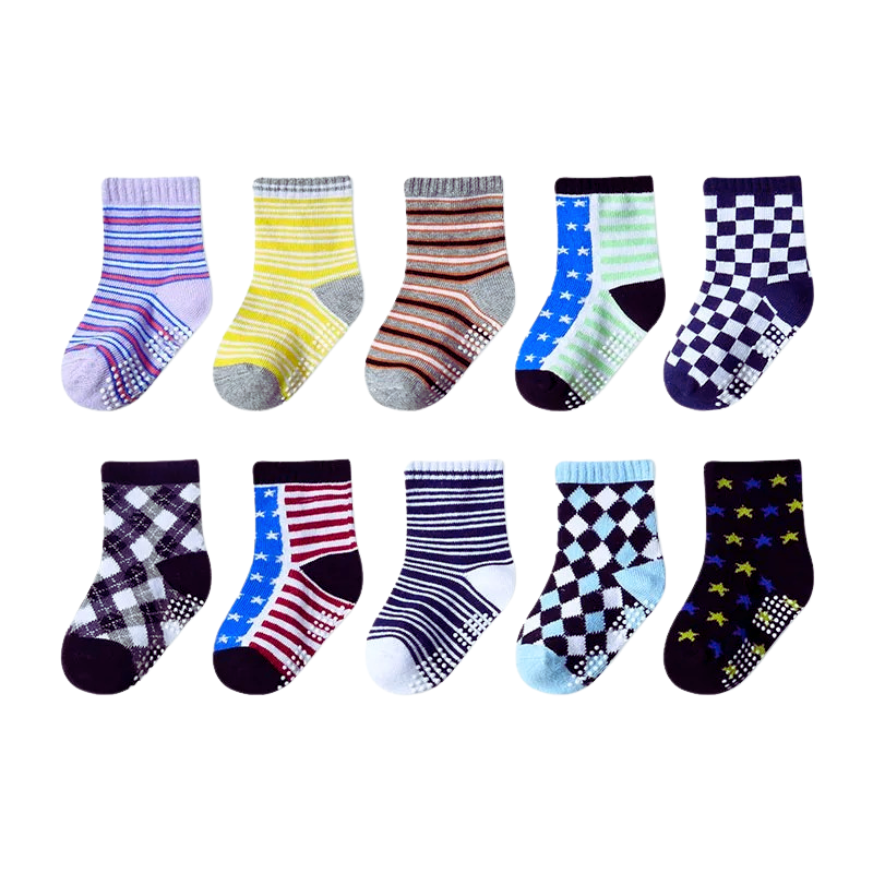 Pack of 10 Non-Slip Socks for Children