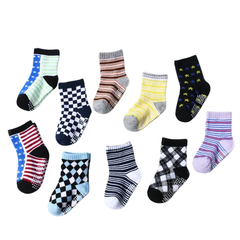 Pack of 10 Non-Slip Socks for Children