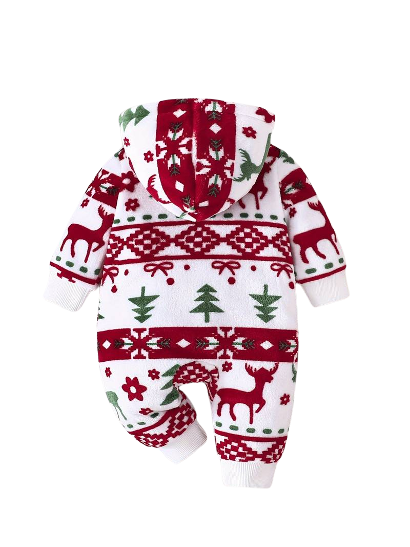 Christmas Pajamas with Hood - Christmas Tree Pattern