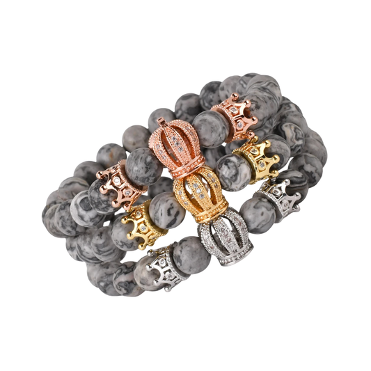 Grey Stone Crown Bracelet
