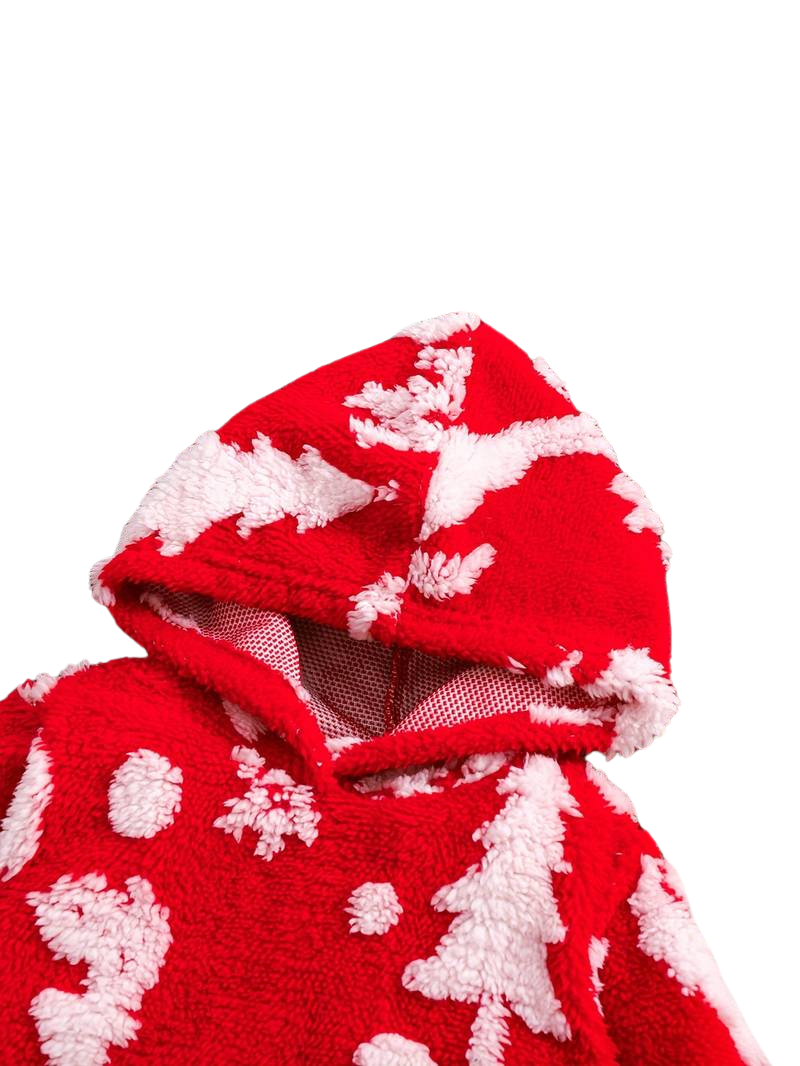 Pyjama Fillete Noël - Hoodie Rouge et Pantalon Flocons