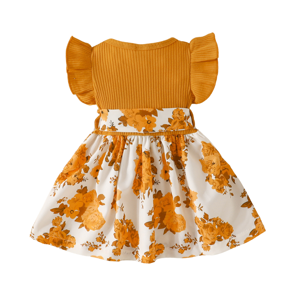 Robe de bébé à fleurs en Jaune