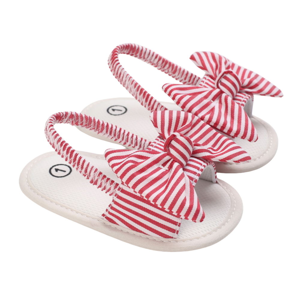 Sandales Bébé à Nœud en Rouge Rayé
