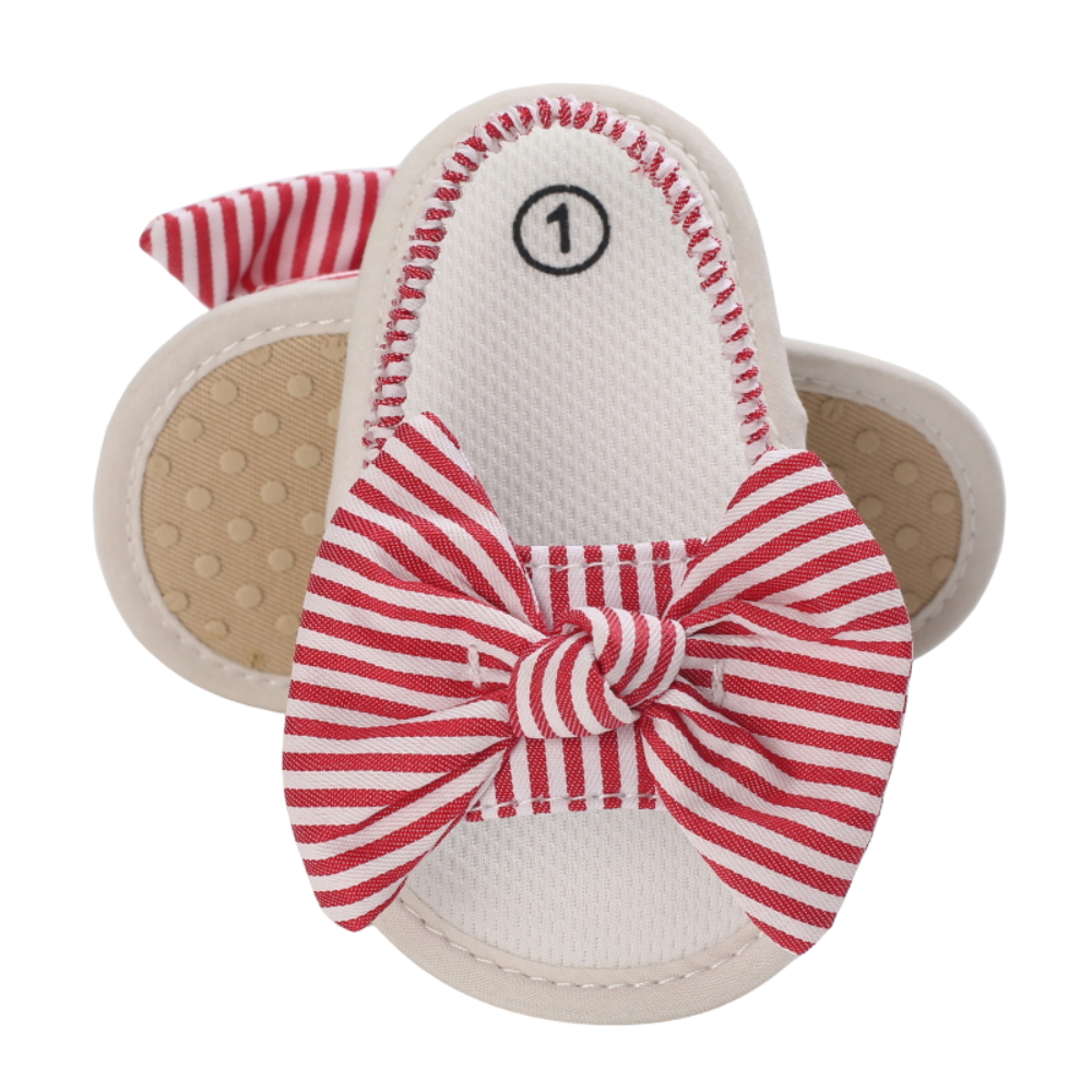 Sandales Bébé à Nœud en Rouge Rayé