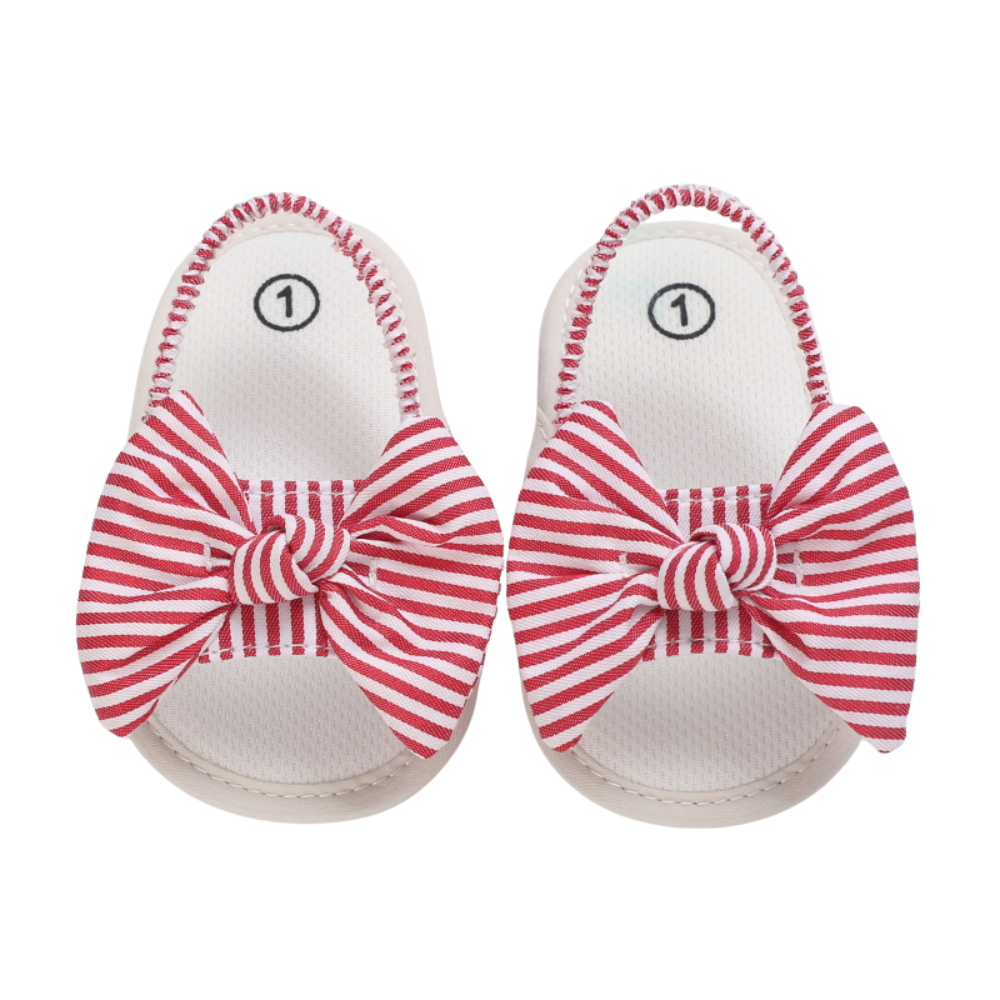Sandales Bébé à Nœud en Rouge Rayé