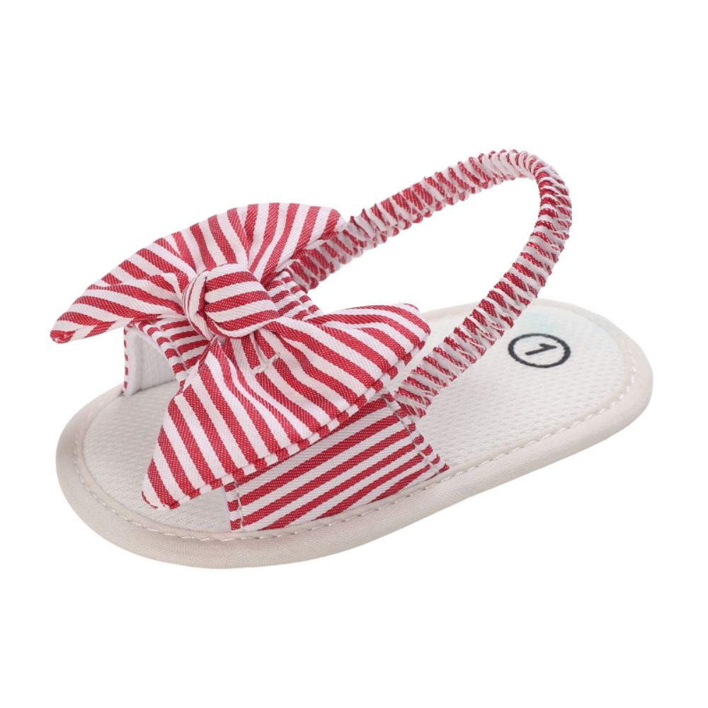 Sandales Bébé à Nœud en Rouge Rayé