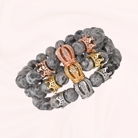 Grey Stone Crown Bracelet