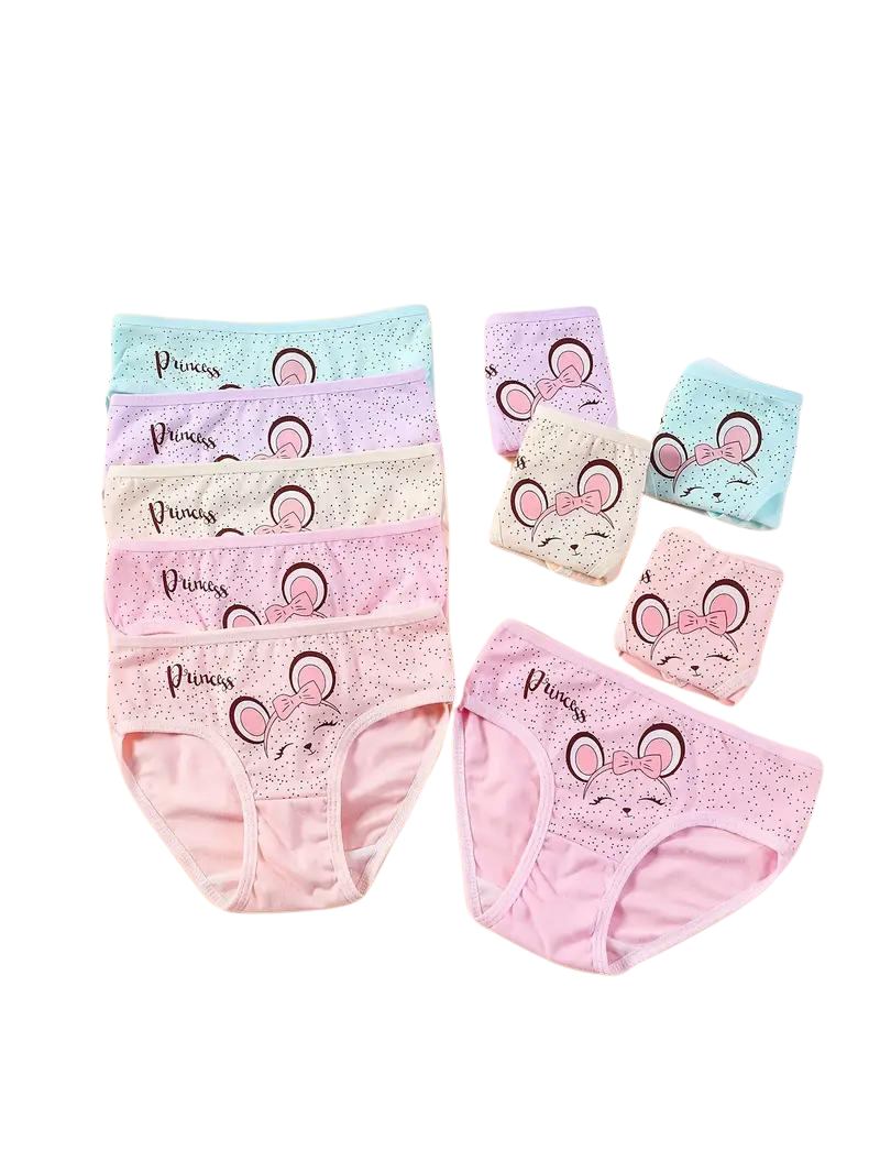 Pack of 10 Cotton Briefs with Princess Prints