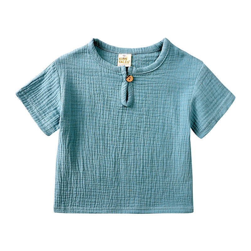 Ensemble d’Été en Lin pour Enfants – Bleu Doux