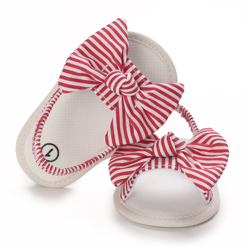 Sandales Bébé à Nœud en Rouge Rayé