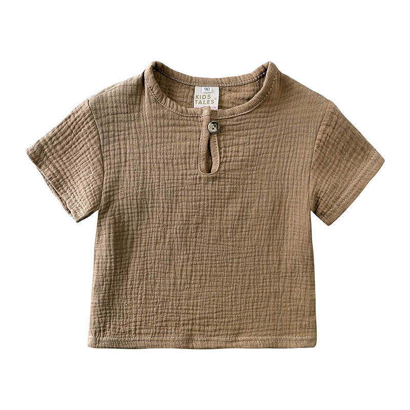 Ensemble d’Été en Lin pour Enfants – Marron Sable
