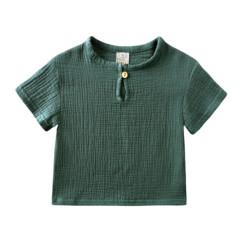 Ensemble d’Été en Lin pour Enfants – Vert Foncé