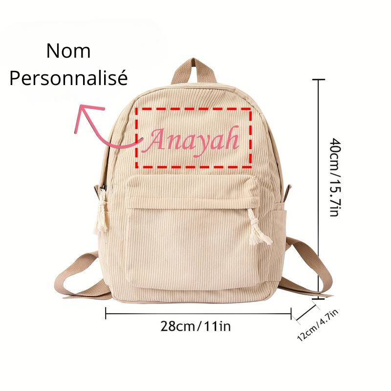 Personalized Corduroy Backpack