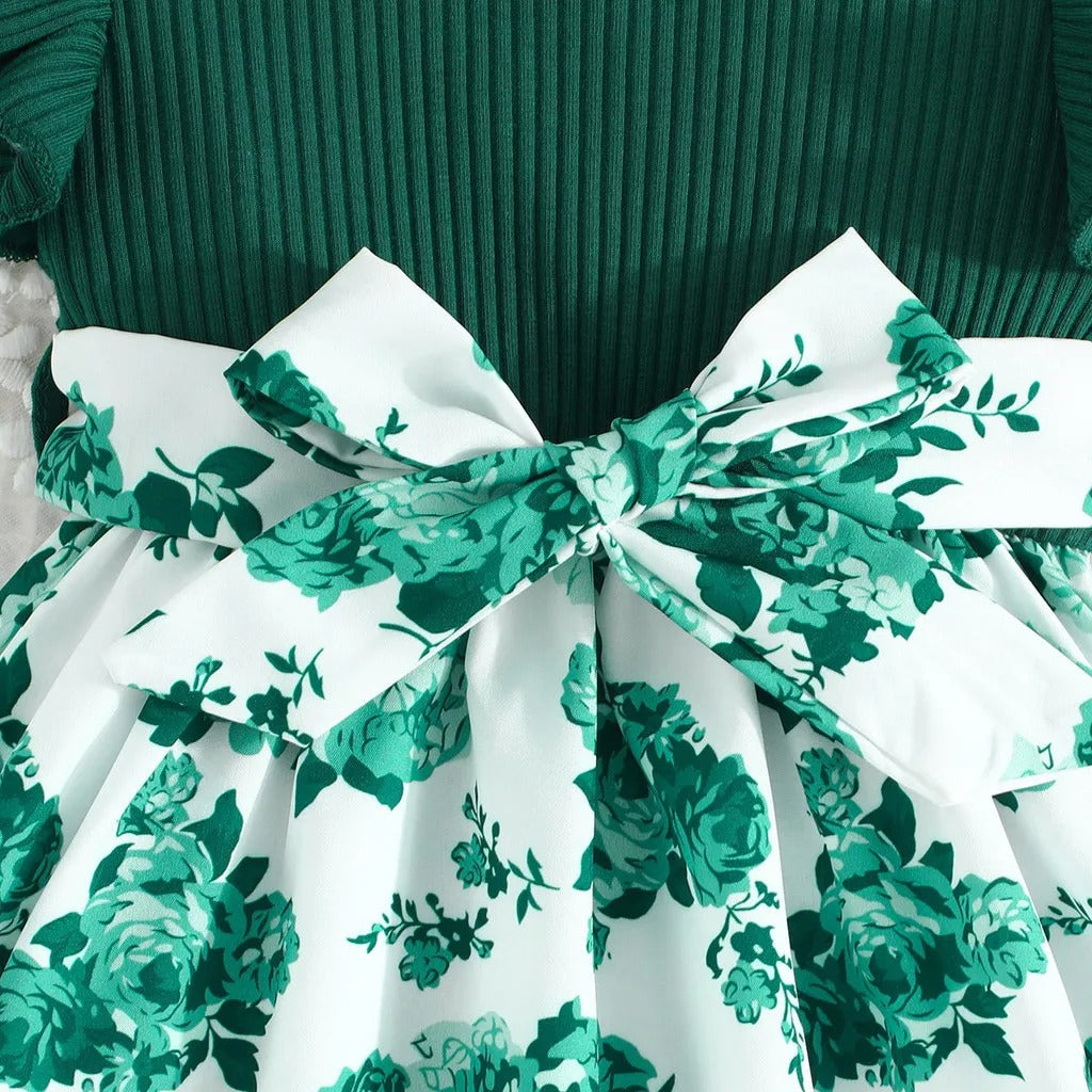 Robe de bébé à fleurs en Vert