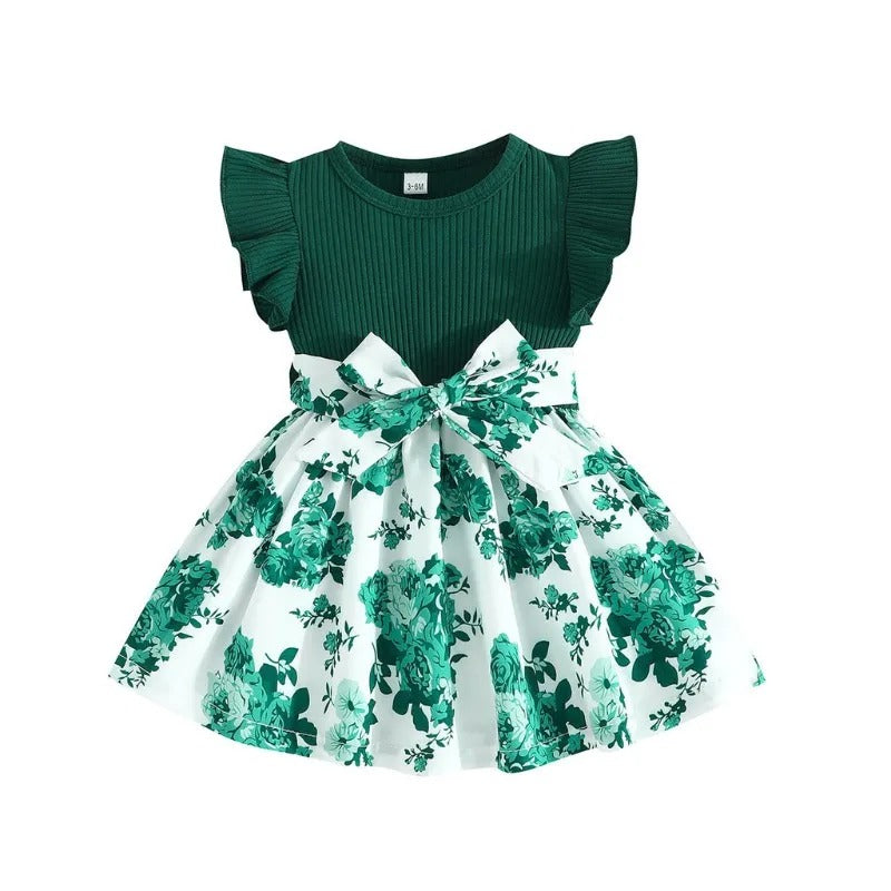 Robe de bébé à fleurs en Vert