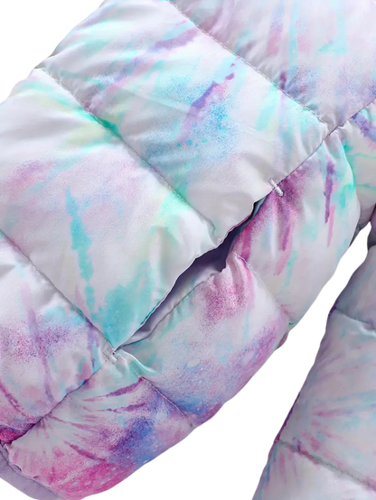 Manteau Matelassé avec Motif Tie-Dye Élégant pour Filles