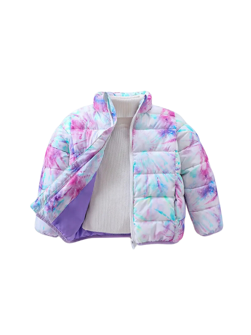 Manteau Matelassé avec Motif Tie-Dye Élégant pour Filles