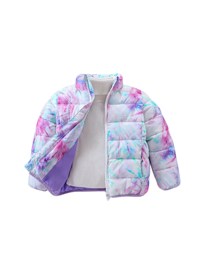 Manteau Matelassé avec Motif Tie-Dye Élégant pour Filles