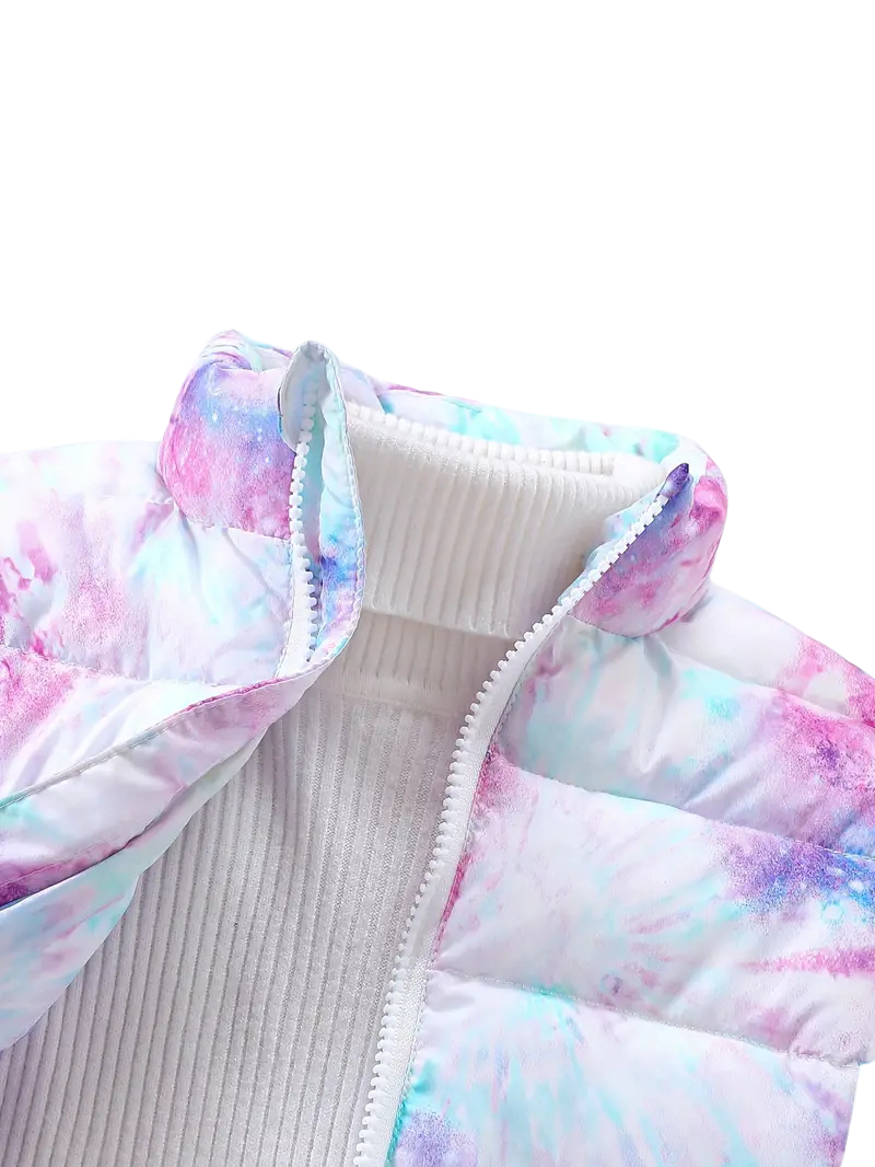 Manteau Matelassé avec Motif Tie-Dye Élégant pour Filles