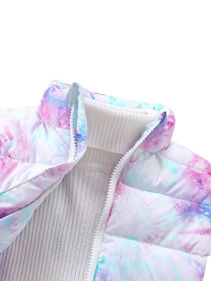 Manteau Matelassé avec Motif Tie-Dye Élégant pour Filles