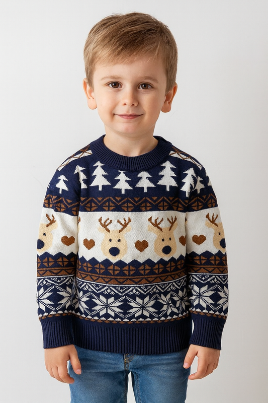 Reindeer Christmas Sweater Blue