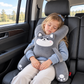 Girl asleep in a car resting on the Grey Husky Kids Comfort Travel Pillow