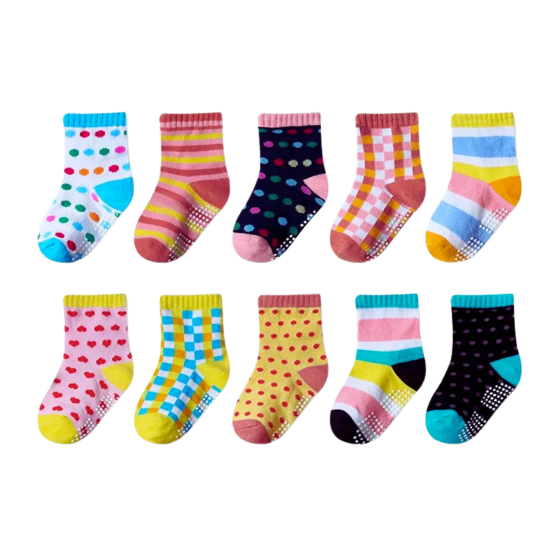 Pack de 10 Chaussettes Antidérapantes pour Fille