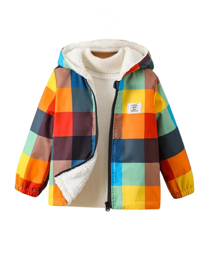 Veste en laine à carreaux colorés pour enfant