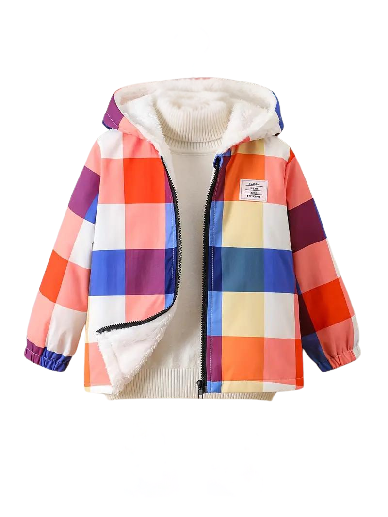 Veste en laine à carreaux colorés pour enfant