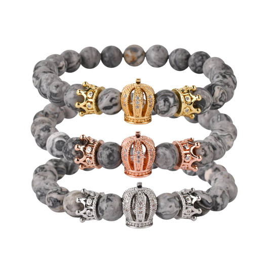 Grey Stone Crown Bracelet