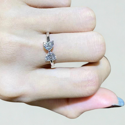 Double Heart Ring in 925 Silver