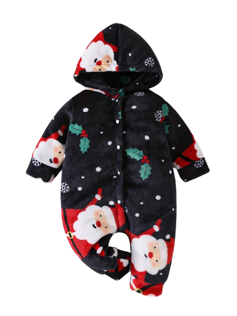 Pyjama Bébé Garçon à Capuche - Motif Père Noël