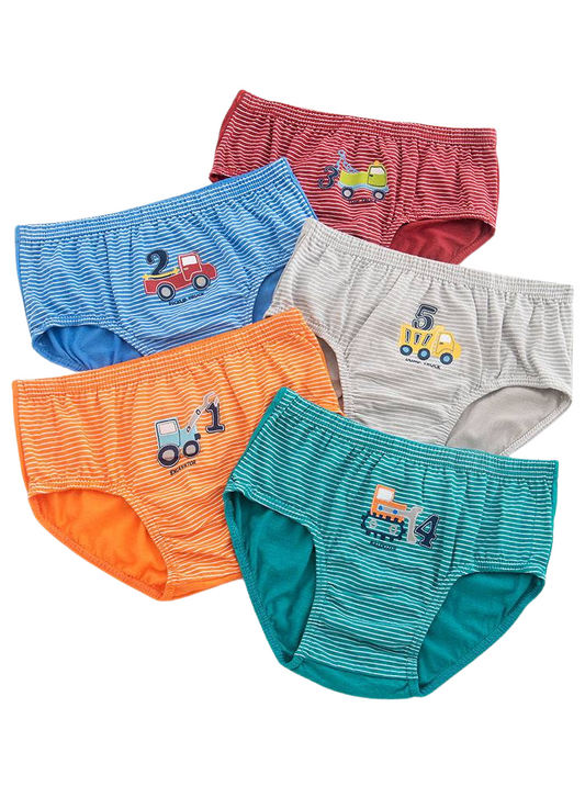 Pack de 5 Slips Garçon en Coton - Imprimé Camion