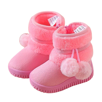 Bottes de Neige Enfant Doublées - Couleur Unie et Fermeture Éclair
