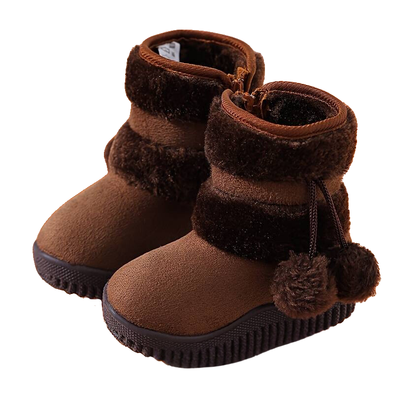 Bottes de Neige Enfant Doublées - Couleur Unie et Fermeture Éclair