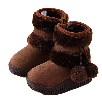 Bottes de Neige Enfant Doublées - Couleur Unie et Fermeture Éclair