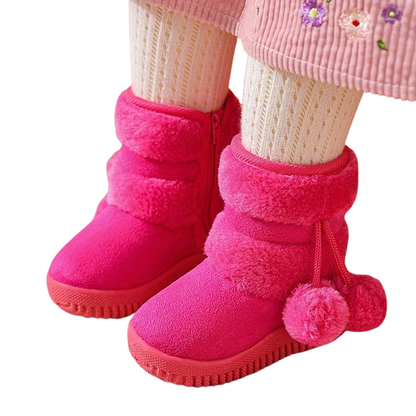 Bottes de Neige Enfant Doublées - Couleur Unie et Fermeture Éclair