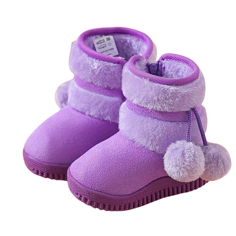 Bottes de Neige Enfant Doublées - Couleur Unie et Fermeture Éclair
