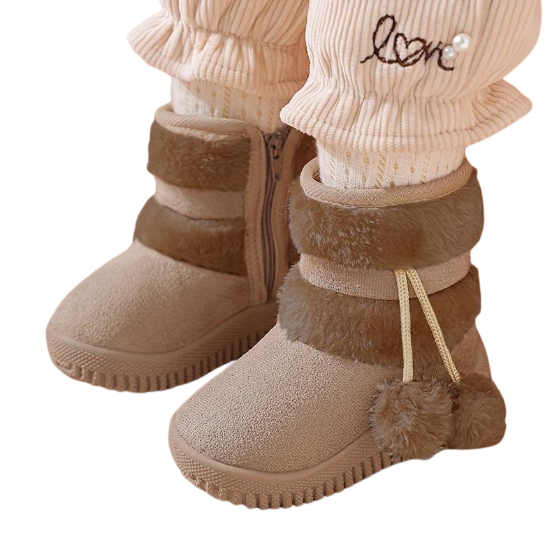 Bottes de Neige Enfant Doublées - Couleur Unie et Fermeture Éclair