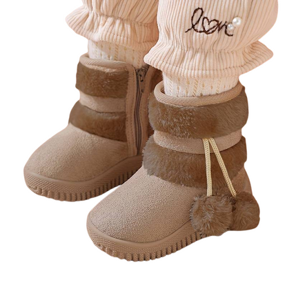 Bottes de Neige Enfant Doublées - Couleur Unie et Fermeture Éclair