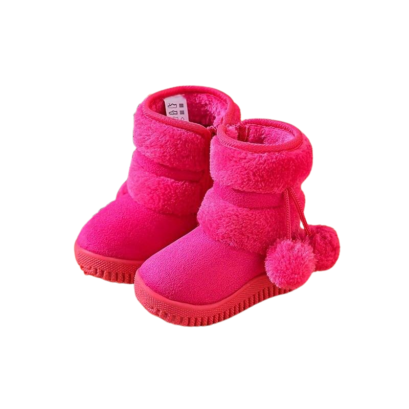 Bottes de Neige Enfant Doublées - Couleur Unie et Fermeture Éclair