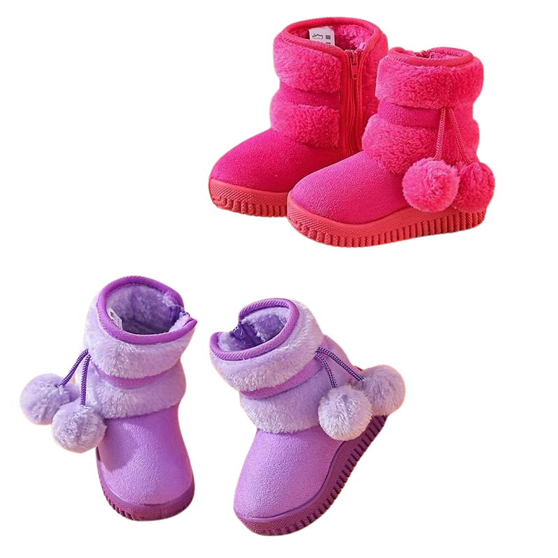 Bottes de Neige Enfant Doublées - Couleur Unie et Fermeture Éclair