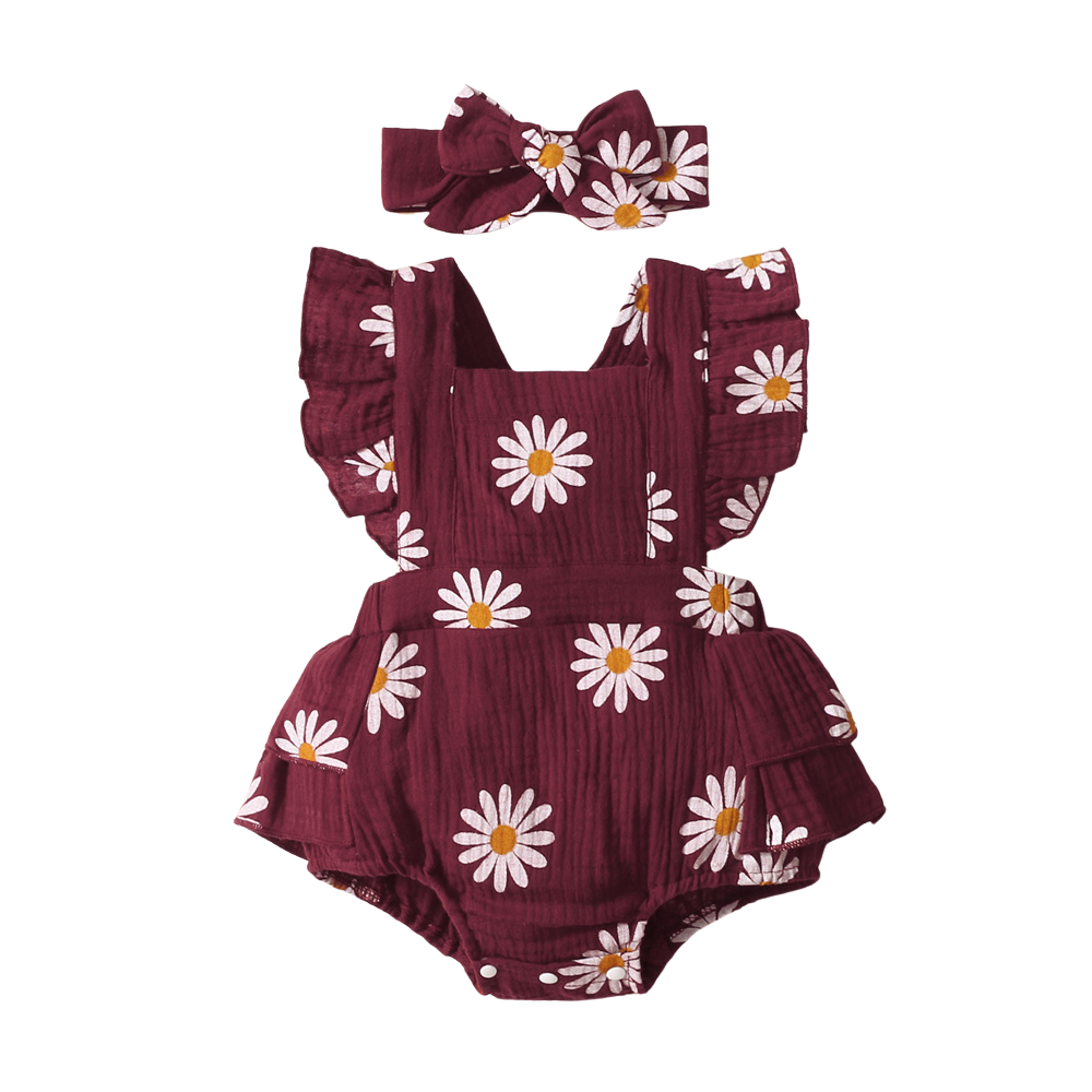 Ensemble d’Été pour Bébé Fille Bordeaux