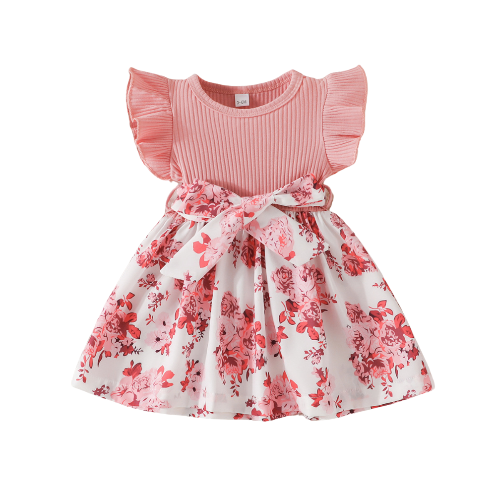 Robe de bébé à fleurs en Rose
