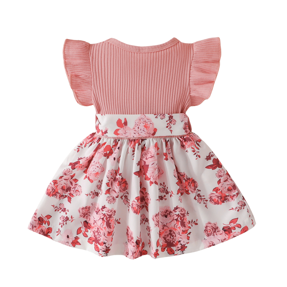Robe de bébé à fleurs en Rose