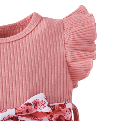 Robe de bébé à fleurs en Rose