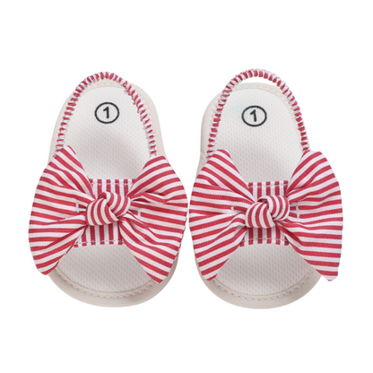Sandales Bébé à Nœud en Rouge Rayé